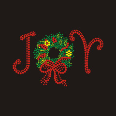 Joy Christmas Wreath rhinestone design