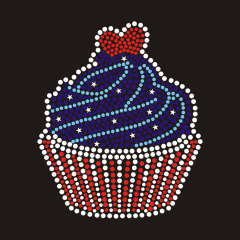 Rhinestone Bling Sparkle Cupcake Cup Cake Dessert Blue