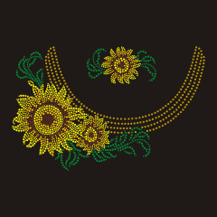 Sunflower Collar Rhinestone Transfer design