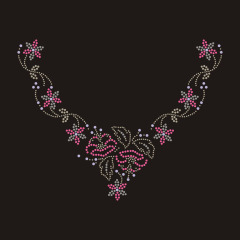 Flower Pink Collar Rhinestone Transfer design