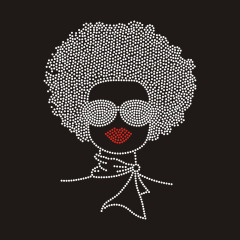 &quot;Rhinestone Transfer \&quot; Afro Girl \&quot; in Crystal &quot;