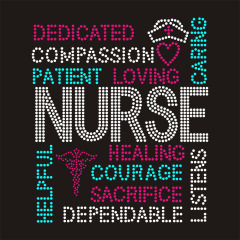 pink word motif rhinestone design