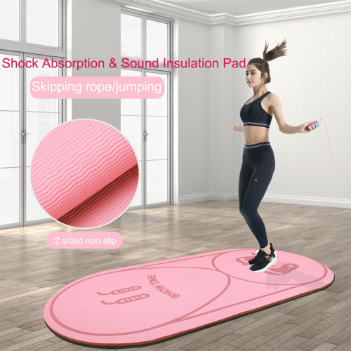 Haiteng Wholesale Non-slip Foldable Multi-Functional Fitness Exercise TPE Yoga Mat Jump Rope Skipping Rope Mat