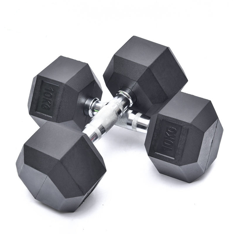 Haiteng Hexagon Dumbbells Skillful Manufacturer Frosted Glossy Rubber Dumbbells