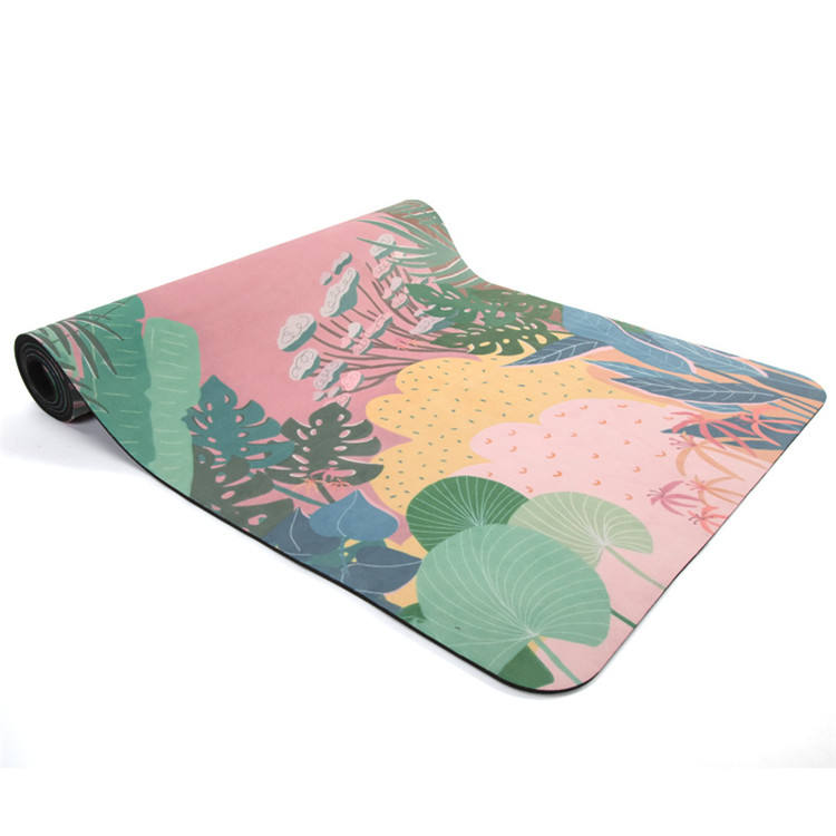 Haiteng Wholesale Portable yoga mat 183*68cm thick natural rubber suede colorful pattern printing non-slip Pilates exercise mat