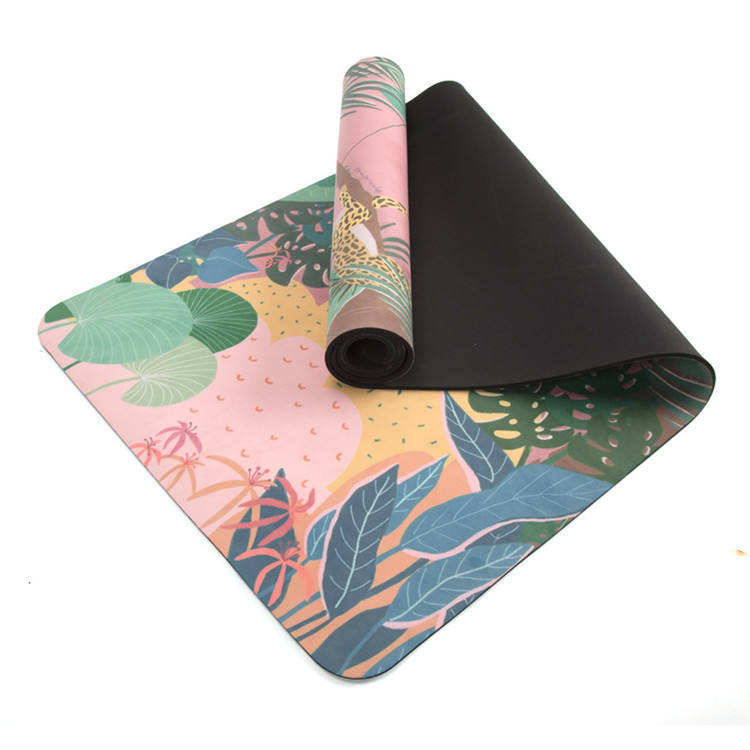 Haiteng Wholesale Portable yoga mat 183*68cm thick natural rubber suede colorful pattern printing non-slip Pilates exercise mat