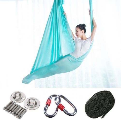 Haiteng High Quality Silk Fabric Fitness yoga with swing Aerial yoga swing for beginners yoga sling inversion Equipment Anti-Gravity Hammock Yoga