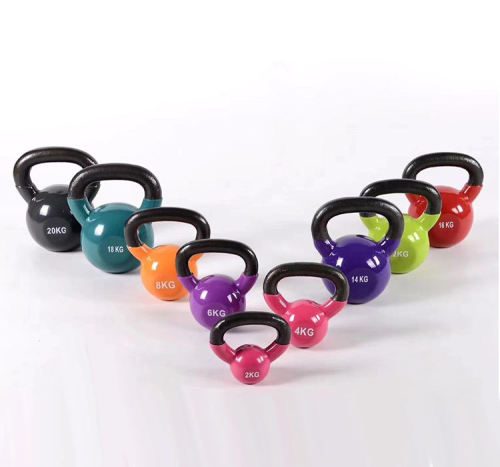 Vinyl Coated Kettlebell Set of Weights Strength Training Kettlebell Gym Weight Lifting Training Competition Colorful Rubber Cast Iron Kettlebell