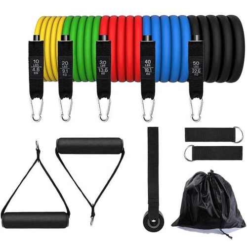 Wholesale 11Pcs Exercise Bands TPE Latex Resistance Tubes Set Custom Exercise Bands with Door Anchor, Handles, Carry Bag, Legs Ankle Straps for Resistance Training Up to 100 lbs