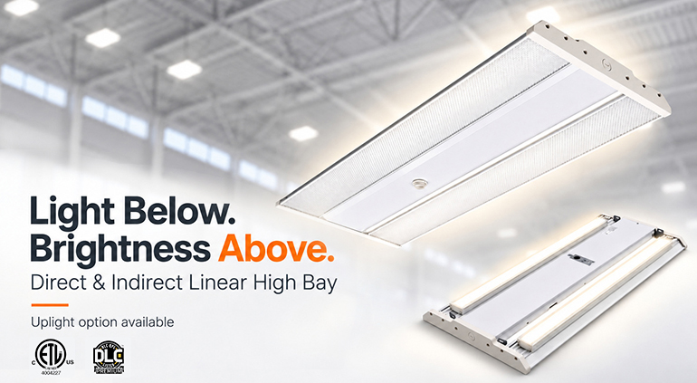 LONYUNG LED linear high bay light with selectable wattage and CCT