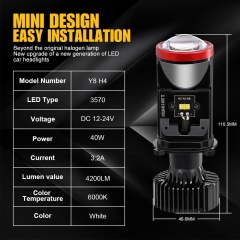 Hot Selling Lens Bulb Products Y8 H4 H7 LED Headlight 40W Carlight 3570 for Car Headlight