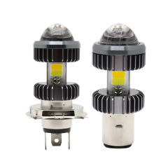 LED Motorcycle Headlight Bulbs 2000lm 20W COB Chips Fisheye Convex Spotlight White Dual Color Yellow H4//H7/H8/H9/H11Car Light