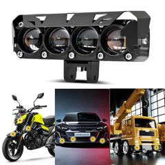 High Power Motorcycle Lighting System Yellow and White Dual Color LED Lens 12V LED Spot Lights Headlight Bulb