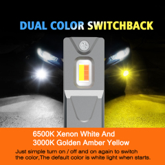 3000-6500K Yellow/White Dual Color Fog Lights 80W DRL Headlight Bulb