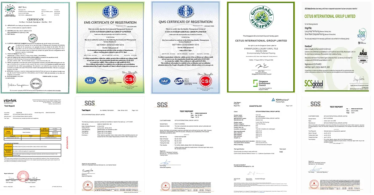 Anti-static homogeneous transparent PVC floor Certificate