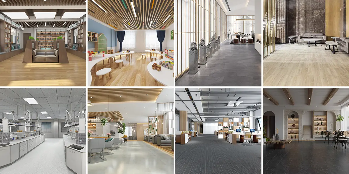 Vinyl Flooring Product paving effect display