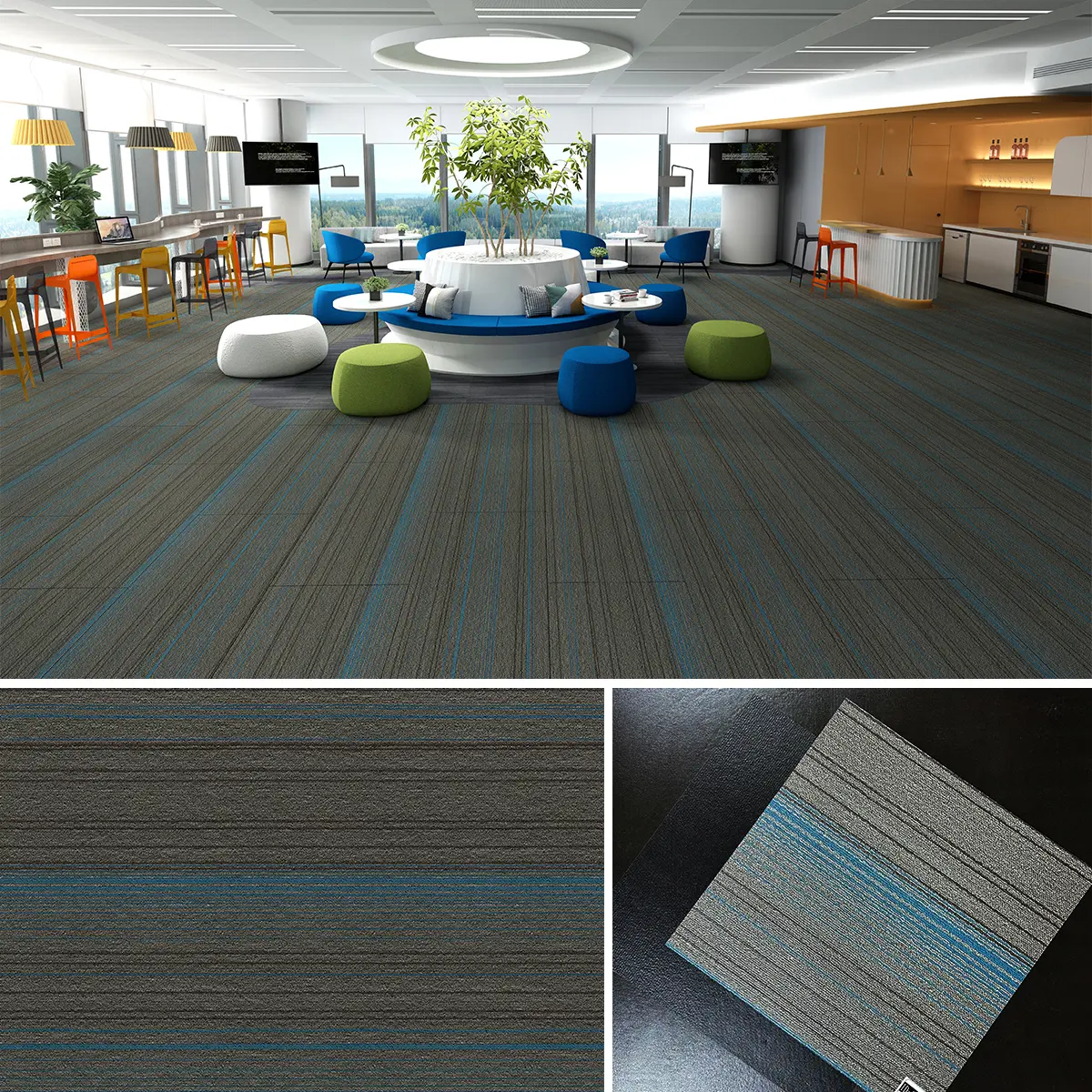 Estructura de piso de losetas de alfombra LVT