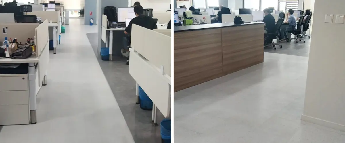 Aplicación de piso LVT en la oficina de una empresa de Myanmar