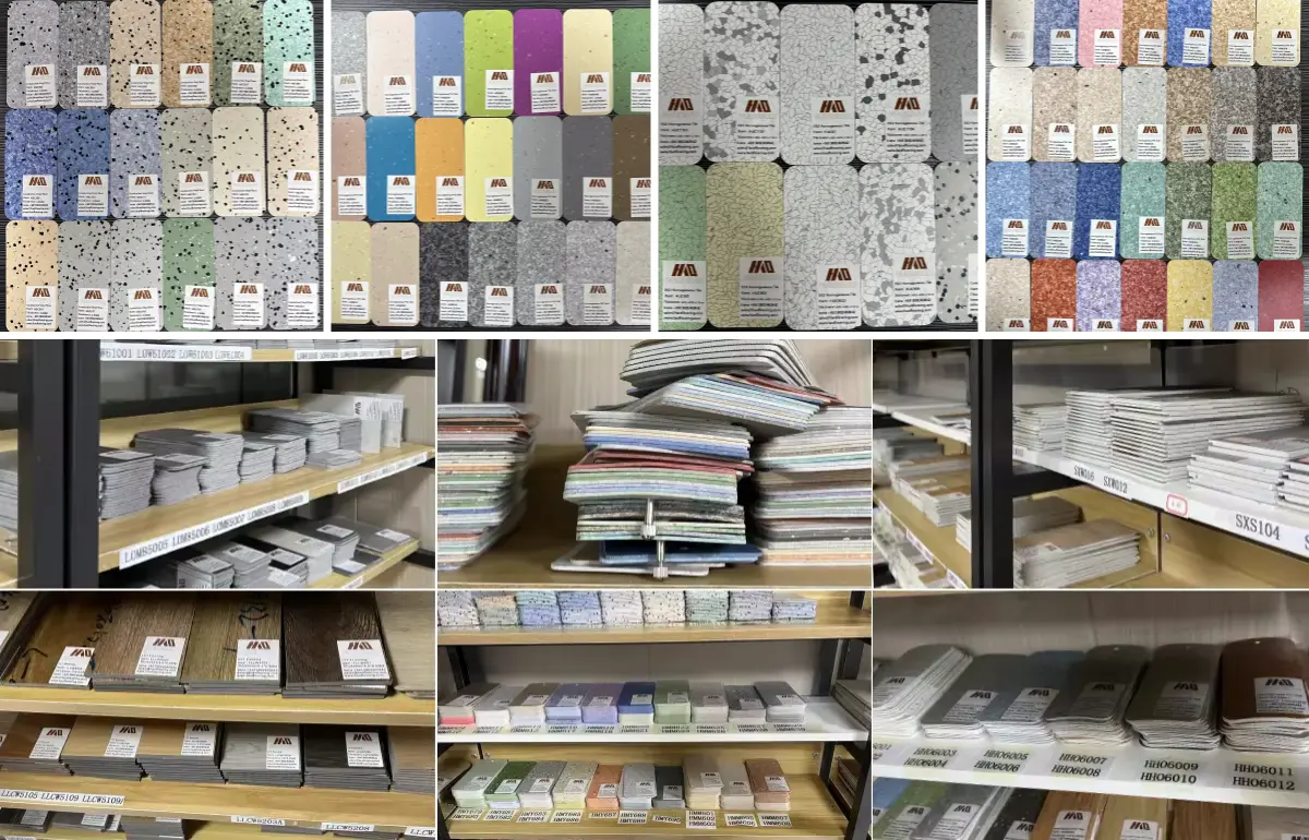 Some display pictures of floor product samples. Contact us to get free samples.