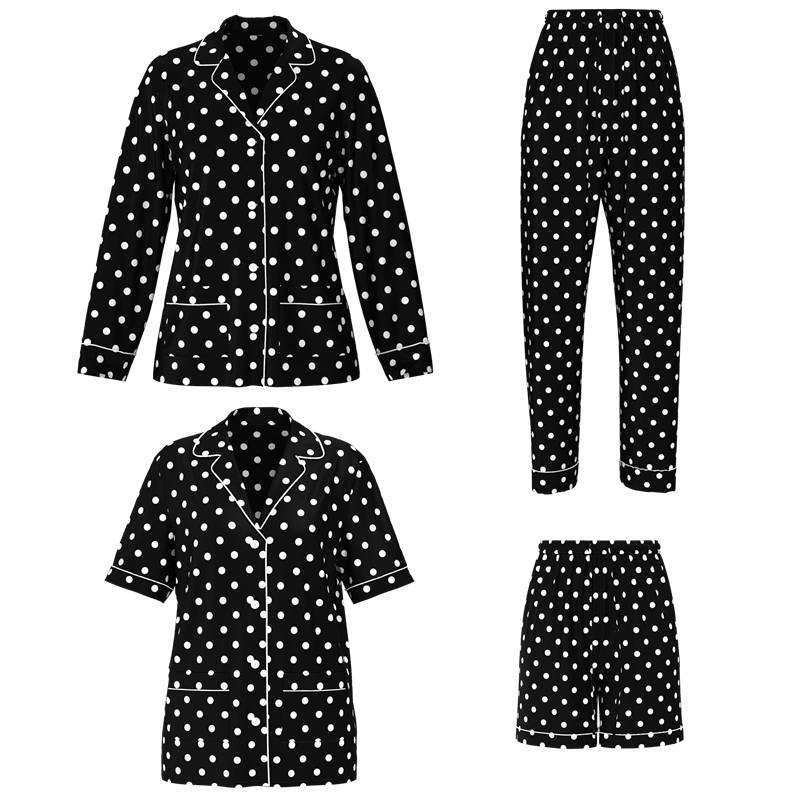 Womens Polka Dot Silk Pajamas
