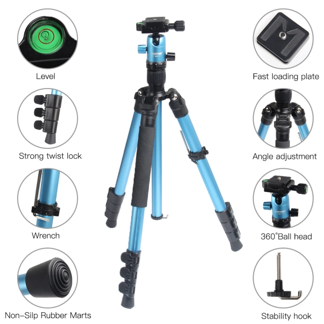 ZOMEi M3 BLACK Tripod with Monopod Compact Ball Head Tripod Kit 62.5 Inch for Wedding and Party Photography with Monopod Conversion