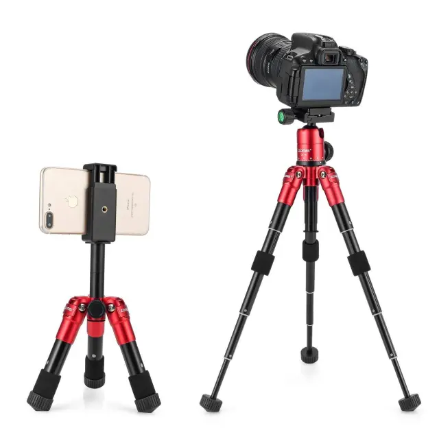 ZOMEi CK30 Aluminum Mini Tabletop Tripod with 360 Degree Panoramic Ball Head - Red