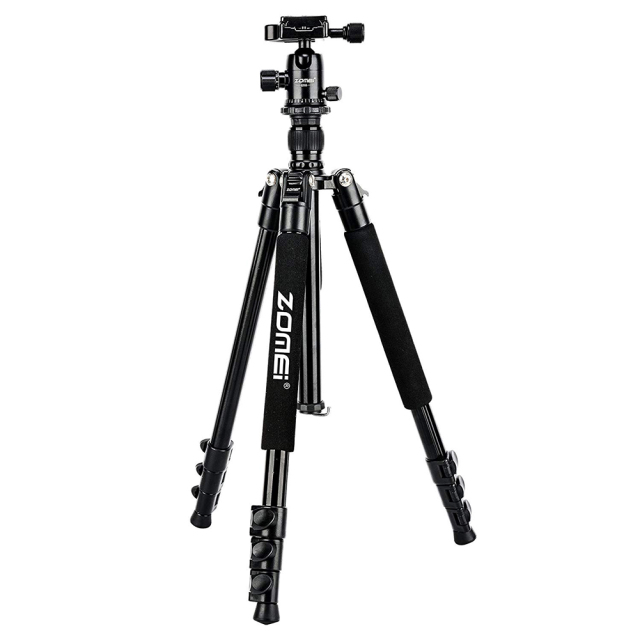 ZOMEi Q555 Aluminum Camera Tripod Kit with 360 Degree Ball Head Quick Release Plate for Solar Telescopes and Binoculars - Blue