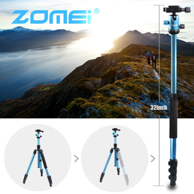 ZOMEi M3 BLACK Tripod with Monopod Compact Ball Head Tripod Kit 62.5 Inch for Wedding and Party Photography with Monopod Conversion