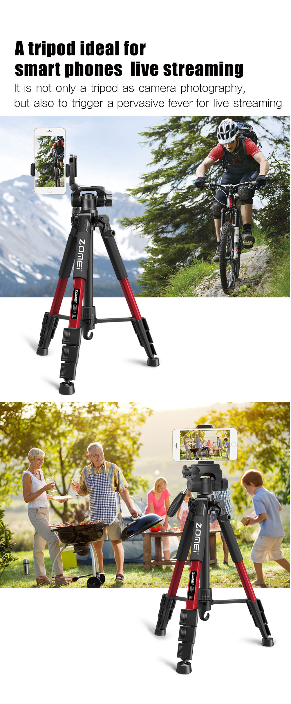 adjustable camera tripod