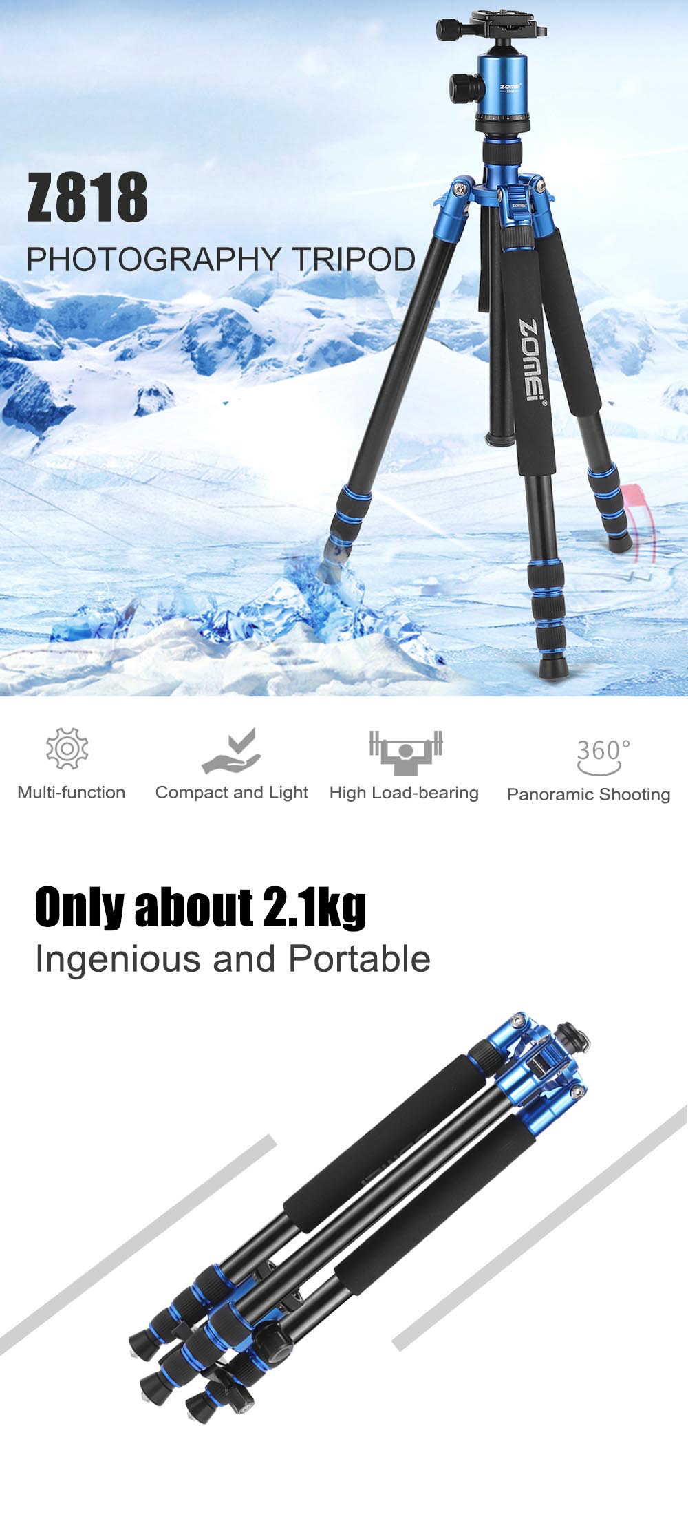 zomei z818 video camera tripod