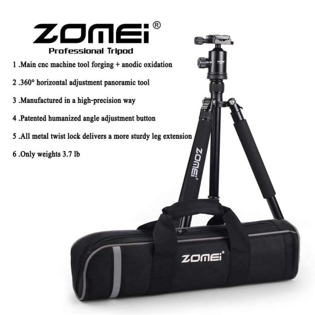 ZOMEi Z818 / Z888 Professional Robust Tripod Support 65 Inch Versatile for Professional Photographic Shooting for Canon Nikon Sony Cameras