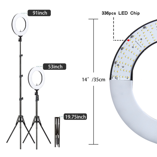 Best New Year Gift -- ZOMEi 14-inch LED Ring Light Makeup Portrait and Photography Lighting with Halo Circle and Bi-color Control