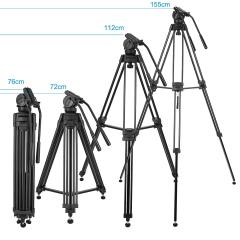 ZOMEi Professional Heavy Duty Aluminum Video Tripod Twin Tube Vt2500 inch with 360-Degree Panoramic Fluid Head, Mid-Level Spreader for DSLR Camcorder