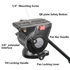 ZOMEi VT530 Professional Video Tripod 74 Inch with 360 Degree Fluid Drag Head, 1/4 Quick Release Plate for DV Cameras Camcorders