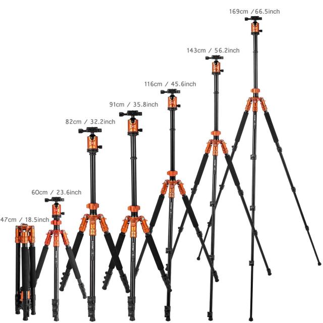 ZOMEi M7 Stable Camera Tripod Range from 22-inch to 67-inch with Adjustable-height Quick Flip Lock Legs for Bird and Landscape Photography