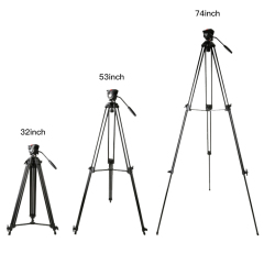 ZOMEi VT530 Professional Video Tripod 74 Inch with 360 Degree Fluid Drag Head, 1/4 Quick Release Plate for DV Cameras Camcorders