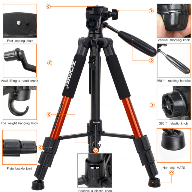 ZOMEi Q111 Travel Camera Tripod Kit 55-inch for Beginner Photographers and Webcam Support