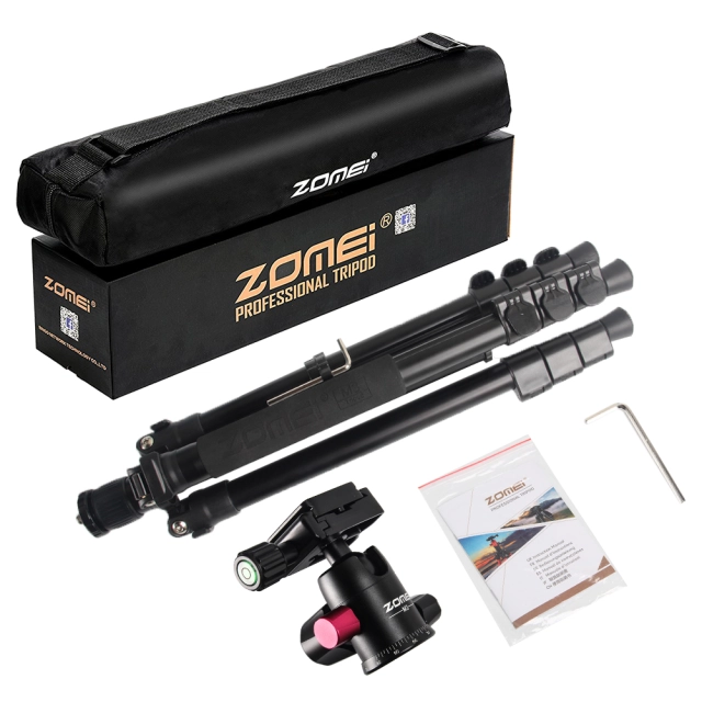 ZOMEi M3 BLACK Tripod with Monopod Compact Ball Head Tripod Kit 62.5 Inch for Wedding and Party Photography with Monopod Conversion