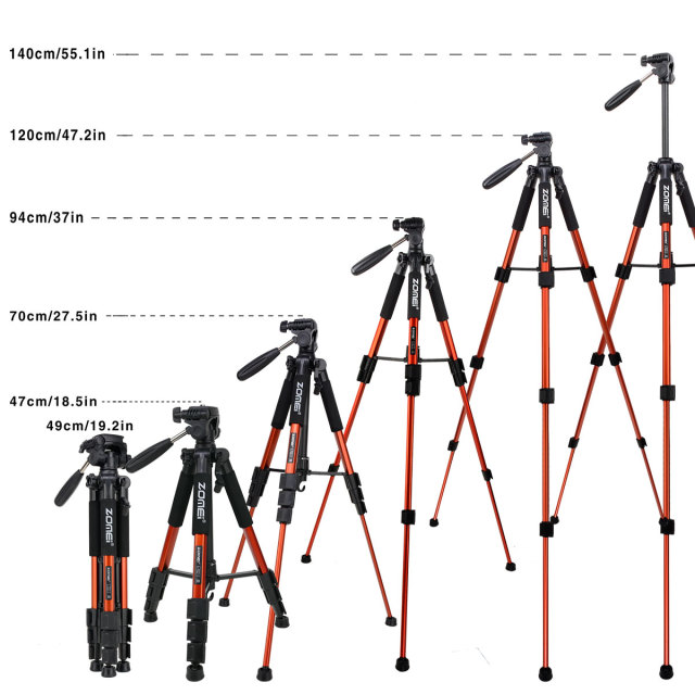 ZOMEi Q111 Portable Aluminum Tripod Stand Kit for Live Broadcast Video Photography and Wildlife Photography