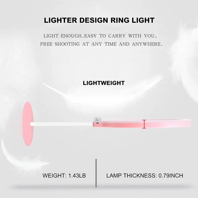 ZOMEi Beauty Light Stepless Dimming Desktop LED Ring Light 7.5W Lighting Kit with Mini Ball Head, Phone Holder Mirror