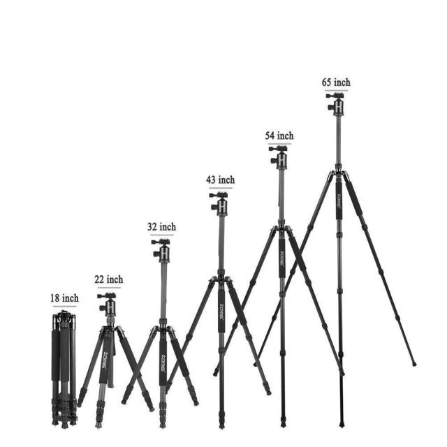 ZOMEi Z818C Carbon Fiber Camera Tripods for Digital DSLR Cameras with Quick Release Plate and Ball Head (Black)