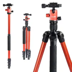 ZOMEi M3 Orange Compact Ball Head Tripod Kit 62.5 Inch for Wedding and Party Photography with Monopod Conversion