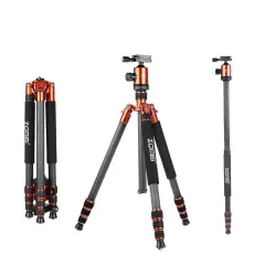 ZOMEi Z818C Carbon Fiber Camera Tripods for Digital DSLR Cameras with Quick Release Plate and Ball Head (Orange)