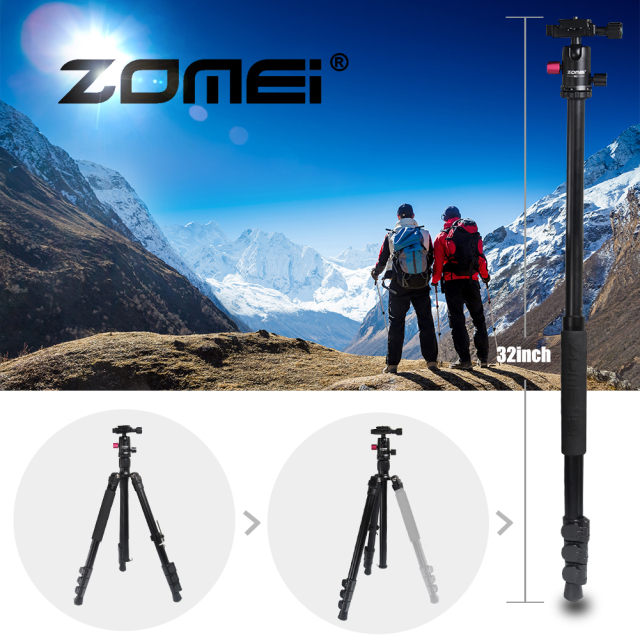 ZOMEi M3 Blue Compact Ball Head Tripod Kit 62.5 Inch for Wedding and Party Photography with Monopod Conversion