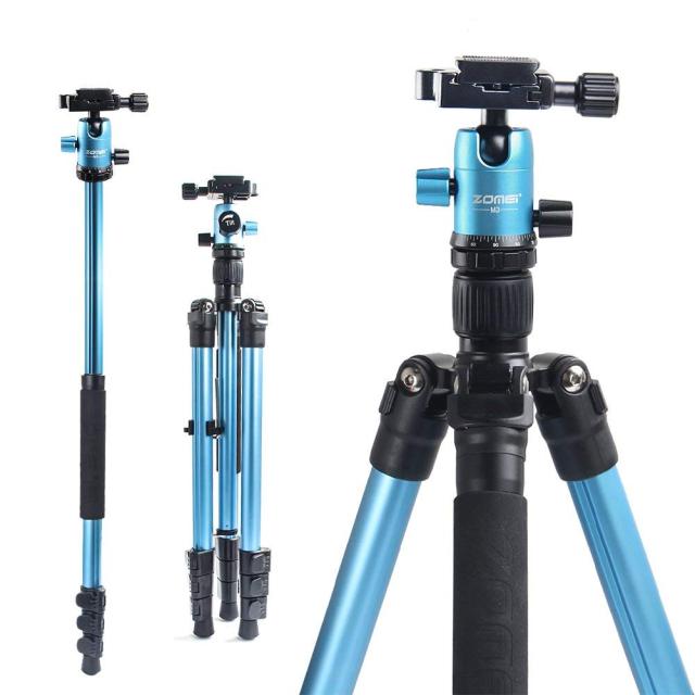 ZOMEi M3 Blue Compact Ball Head Tripod Kit 62.5 Inch for Wedding and Party Photography with Monopod Conversion