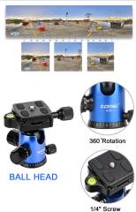 ZOMEi Q555 Lightweight Travel Tripod Kit 63-inch for Family Gatherings and Sports Activities Indoor and Outdoor Photography