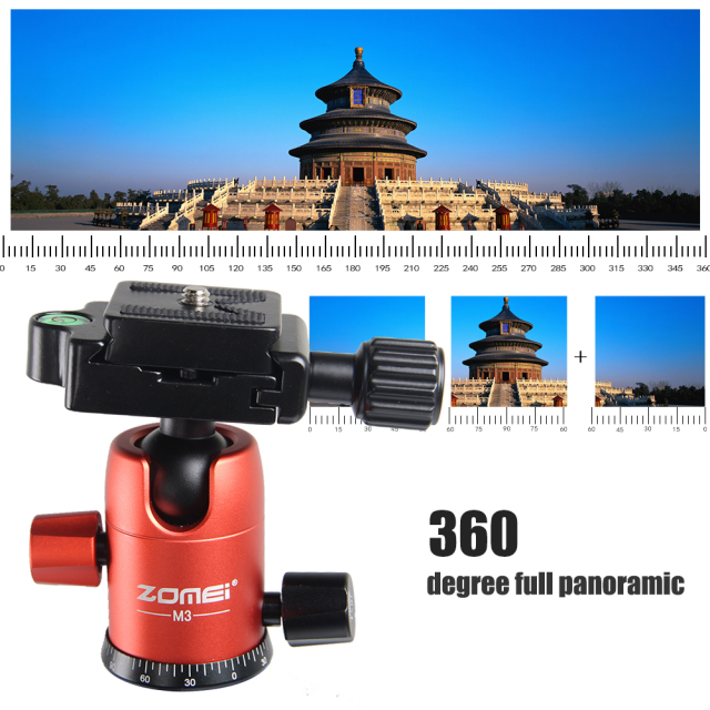 ZOMEi M3 Orange Compact Ball Head Tripod Kit 62.5 Inch for Wedding and Party Photography with Monopod Conversion