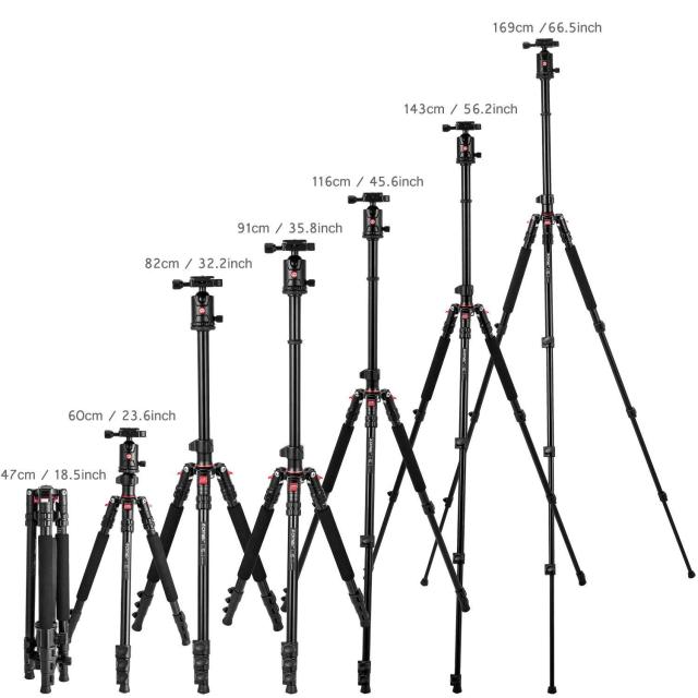 ZOMEi M7 Stable Camera Tripod Range from 22-inch to 67-inch with Adjustable-height Quick Flip Lock Legs for Bird and Landscape Photography