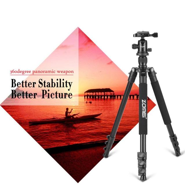 ZOMEi Q555 Aluminum Camera Tripod Kit with 360 Degree Ball Head Quick Release Plate for Solar Telescopes and Binoculars