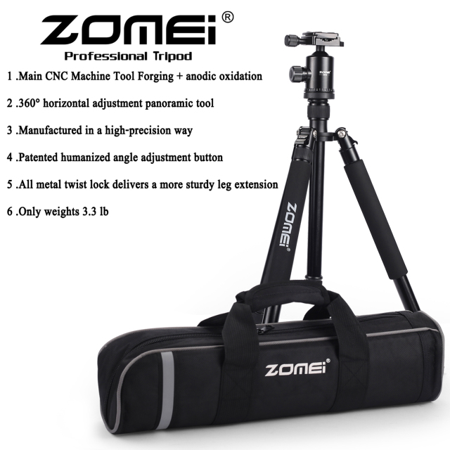 ZOMEI Z818 / Z888 Aluminum Sturdy Tripod Stand with 360 Degree Ball Head and Carry Case for YouTube Videos and Lighting Studio Support - Blue